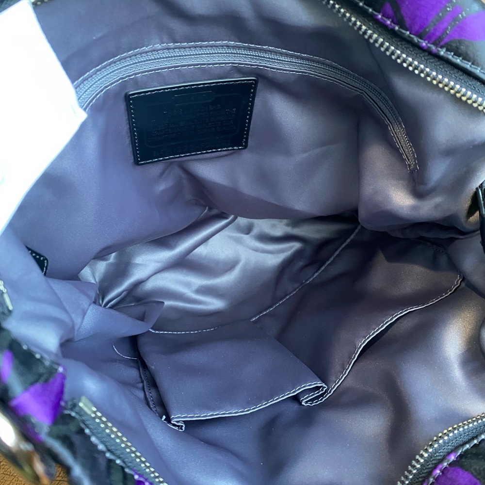 Coach NWT Poppy Purple Ocelot Daisy Glam Glitter Tote Bag F20071 - Picture 14 of 15